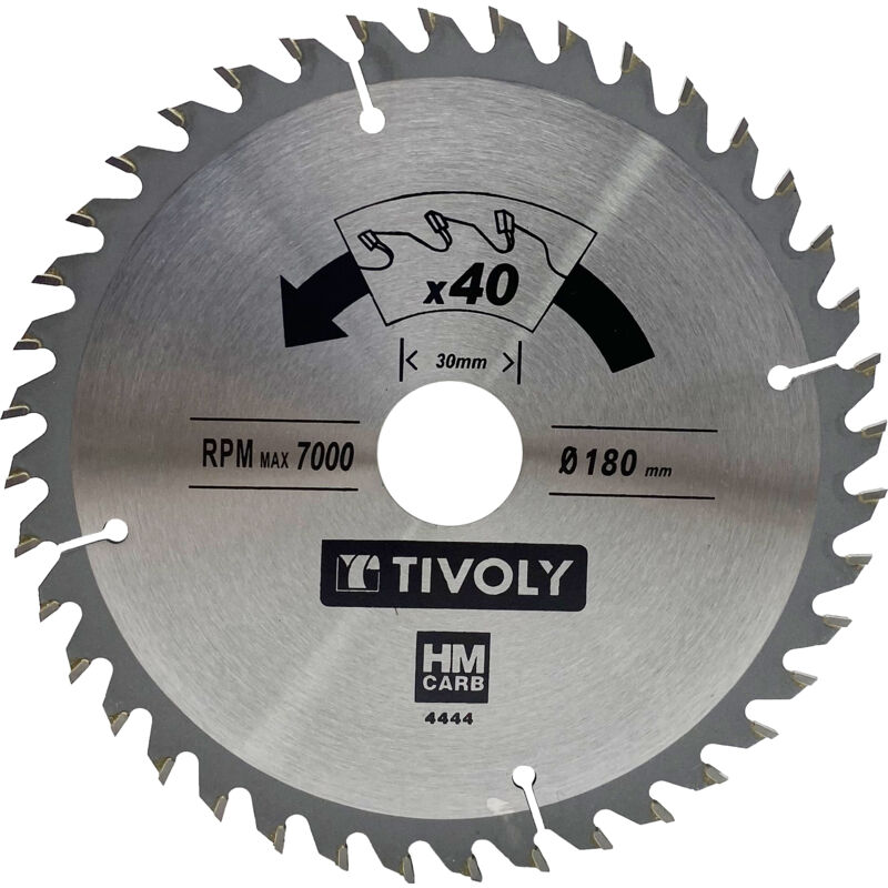 foto del prodotto tivoly lama per sega circolare 180mm 40 denti in metallo duro ottima finitura per sega portatile per taglio legno