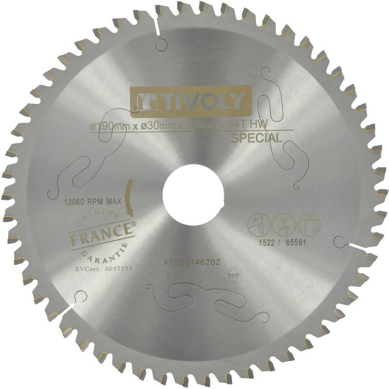 foto del prodotto tivoly lama per sega circolare 190mm 54 denti in metallo duro finitura eccellente per sega portatile per taglio multimateriale