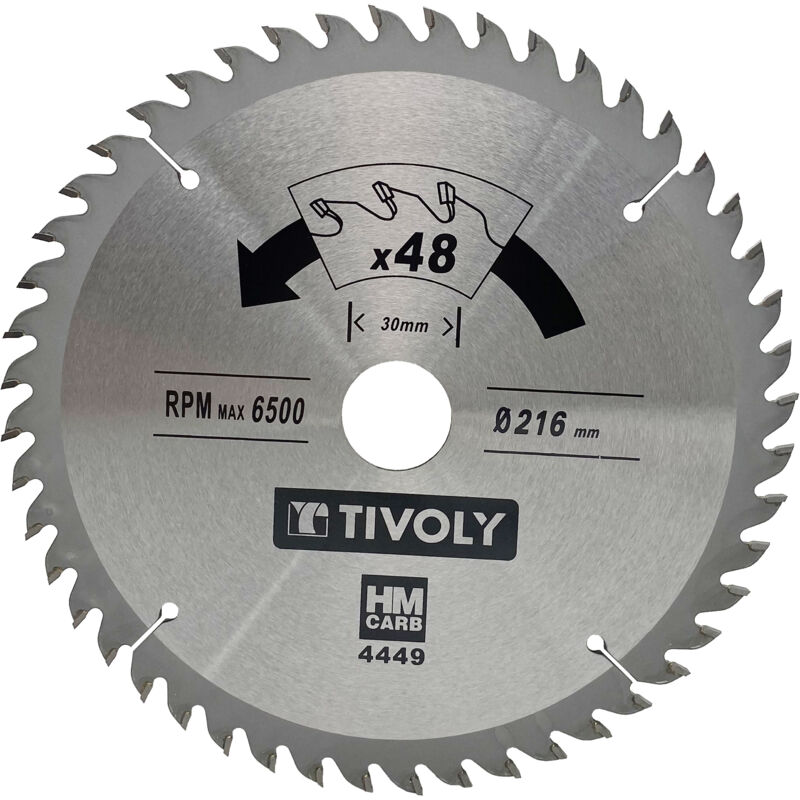foto del prodotto tivoly lama per sega circolare 216mm 48 denti in metallo duro finitura eccellente per tagliare legno duro per tagliare legno laminato
