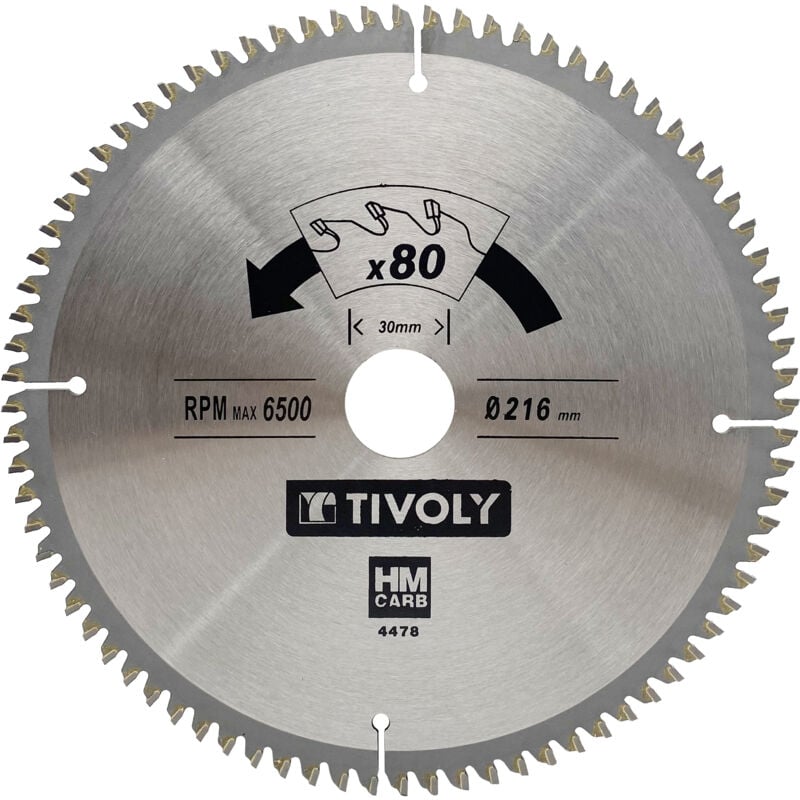foto del prodotto tivoly lama per sega circolare 216mm 80 denti in metallo duro per tagliare legno duro per tagliare legno laminato