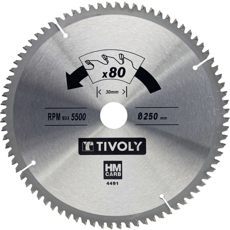 foto del prodotto tivoly lama per sega circolare 250mm 80 denti in metallo duro finitura eccellente per tagliare pi materiali