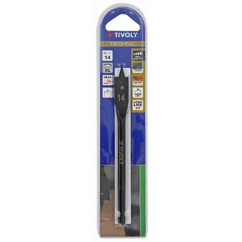 foto del prodotto tivoly punta per legno piatta con gambo esagonale 14 mm 10802521400