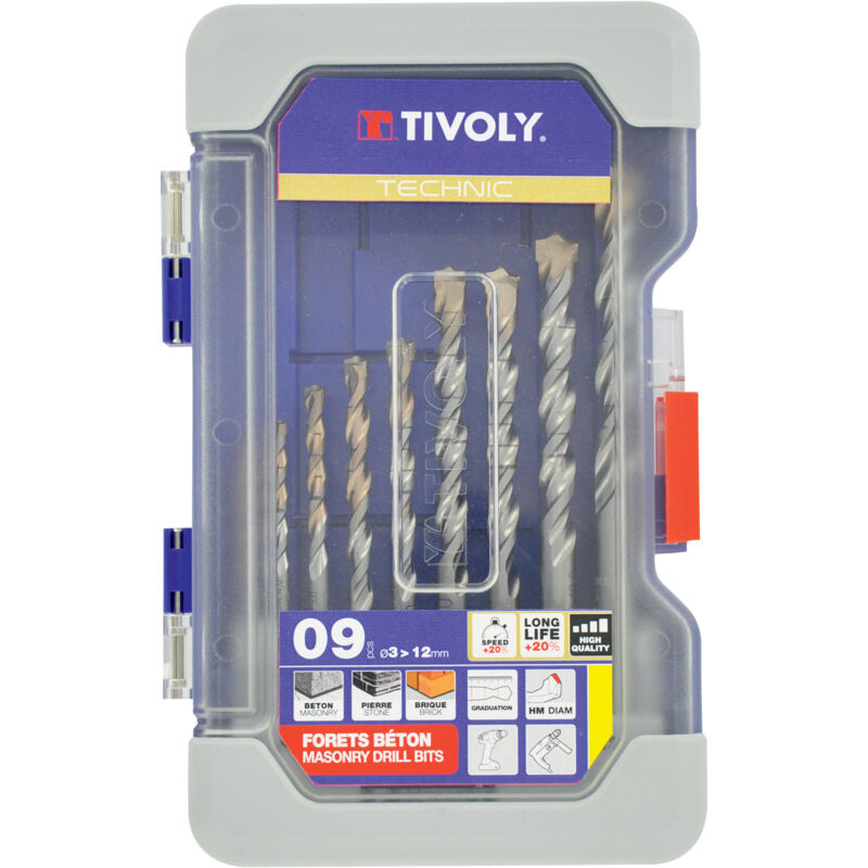 foto del prodotto tivoly ranger t9 box slr punte per calcestruzzo graduate da 3 a 12 mmtechnic