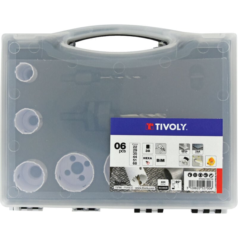 foto del prodotto tivoly scatola da 8 pezzi di sega a tazza bim d22 68mm per metallo e legno duro