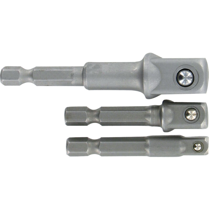 foto del prodotto tivoly set di 3 adattatori per bussole a morsetto gambo esagonale 6,35 mm per bussole quadrate 1 4 3 8 1 2 