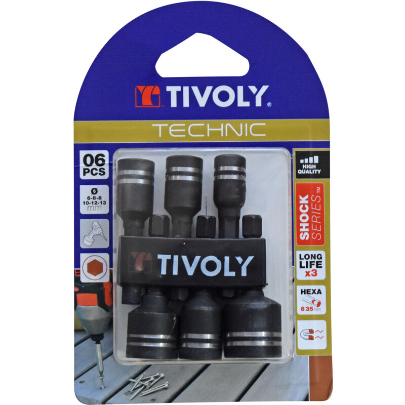 foto del prodotto tivoly set di 6 dadi di serraggio magnetici da 6 a 13 mm impact