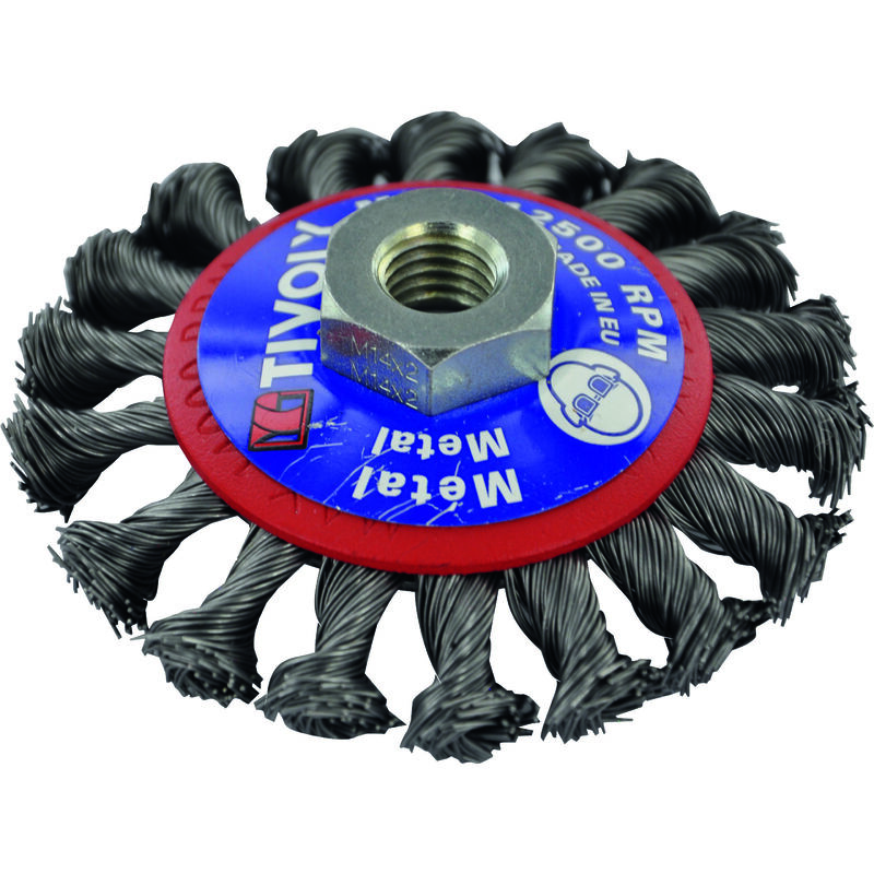 foto del prodotto tivoly spazzola conica d95mm m14 per smerigliatrice ritorta in acciaio technic large striping metal