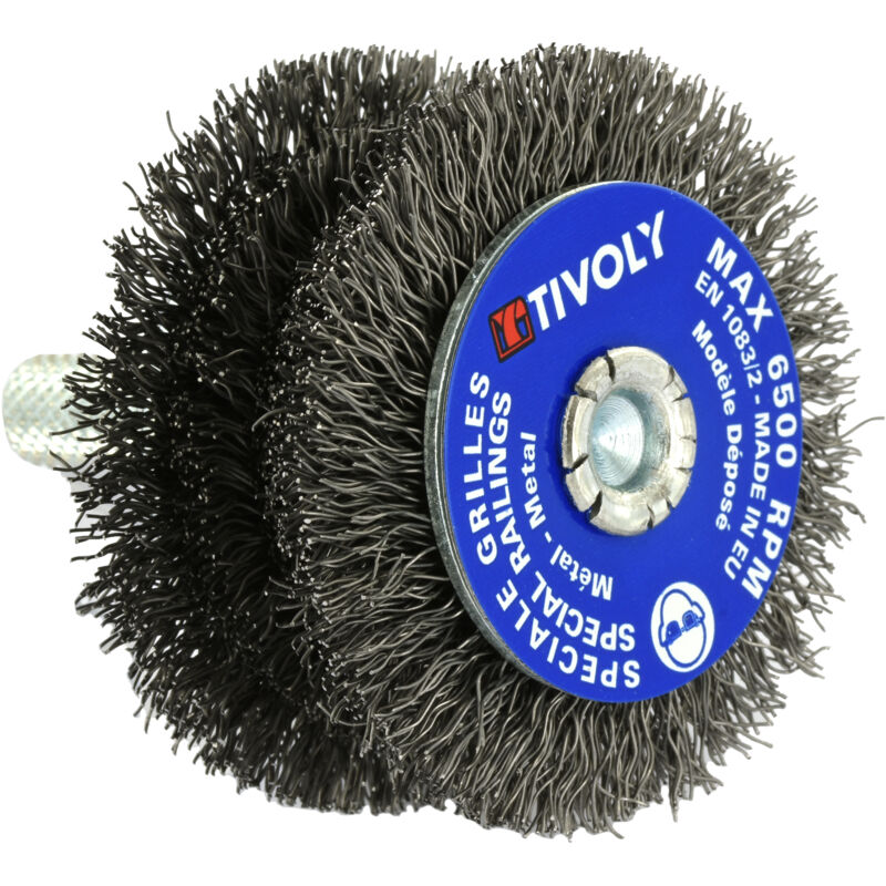 foto del prodotto tivoly technic spazzola circolare a gradini per trapano, filo d acciaio, sguainatura 60mm