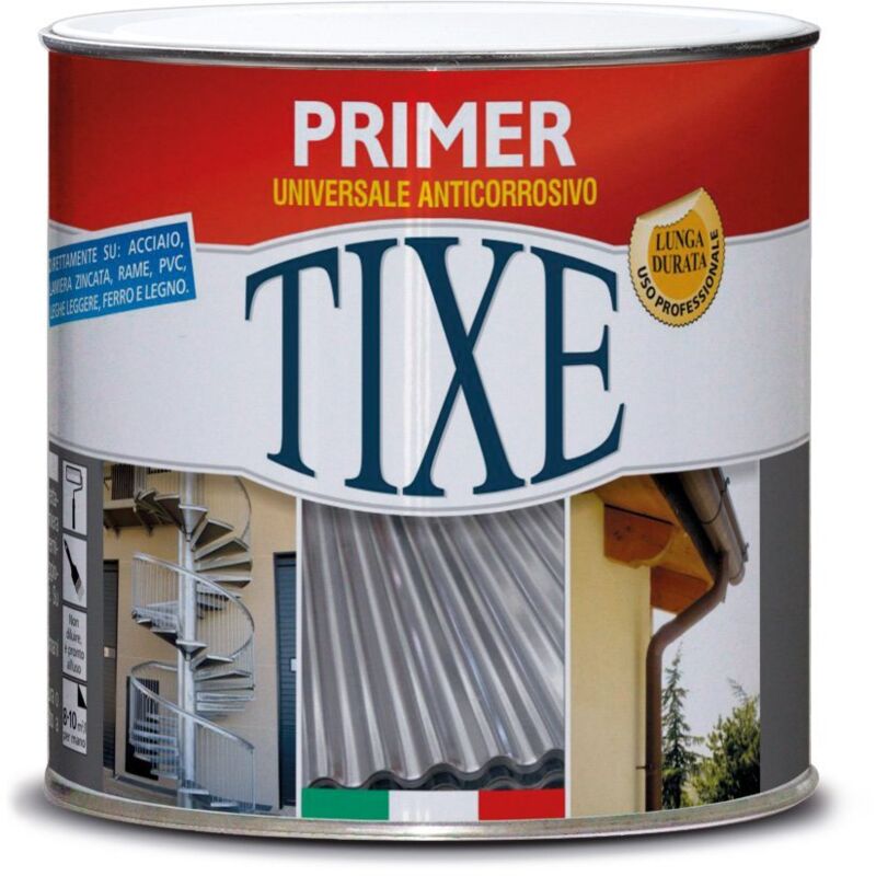 foto del prodotto tixe primer antiruggine universale base protettiva per metalli, legno e superfici esterne, grigio 500 ml
