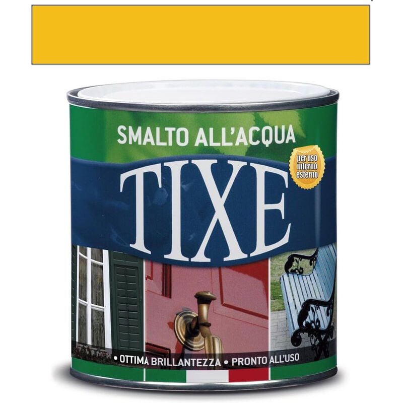 foto del prodotto tixe smalto all acqua per interni esterni vernice brillante lucida pronta all uso 500 ml aquatix giallo