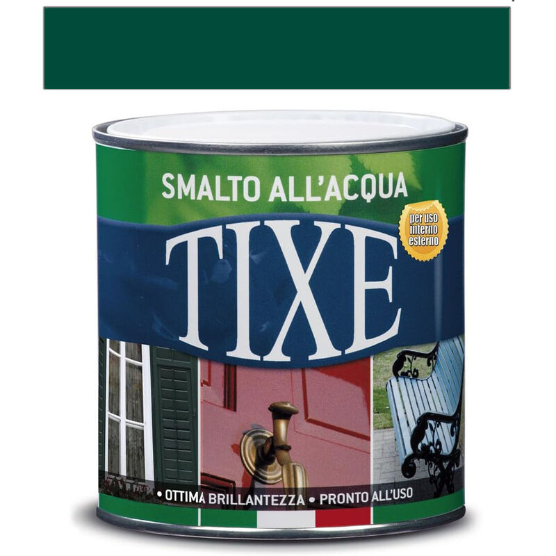 foto del prodotto tixe smalto all acqua per interni esterni vernice brillante lucida pronta all uso 500 ml aquatix verde muschio