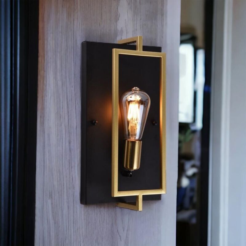 foto del prodotto tlily applique da parete lampada stile industriale in metallo nero bronzo e27 aq63