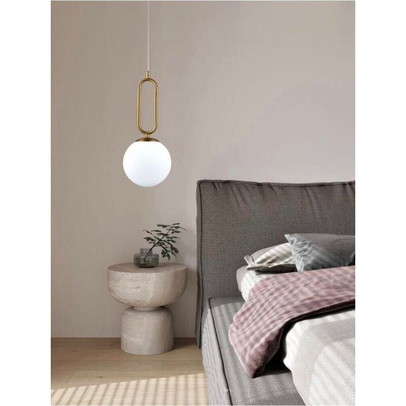 foto del prodotto tlily lampadario a sospensione sfera in vetro attacco g9 bronzo stile moderno a96