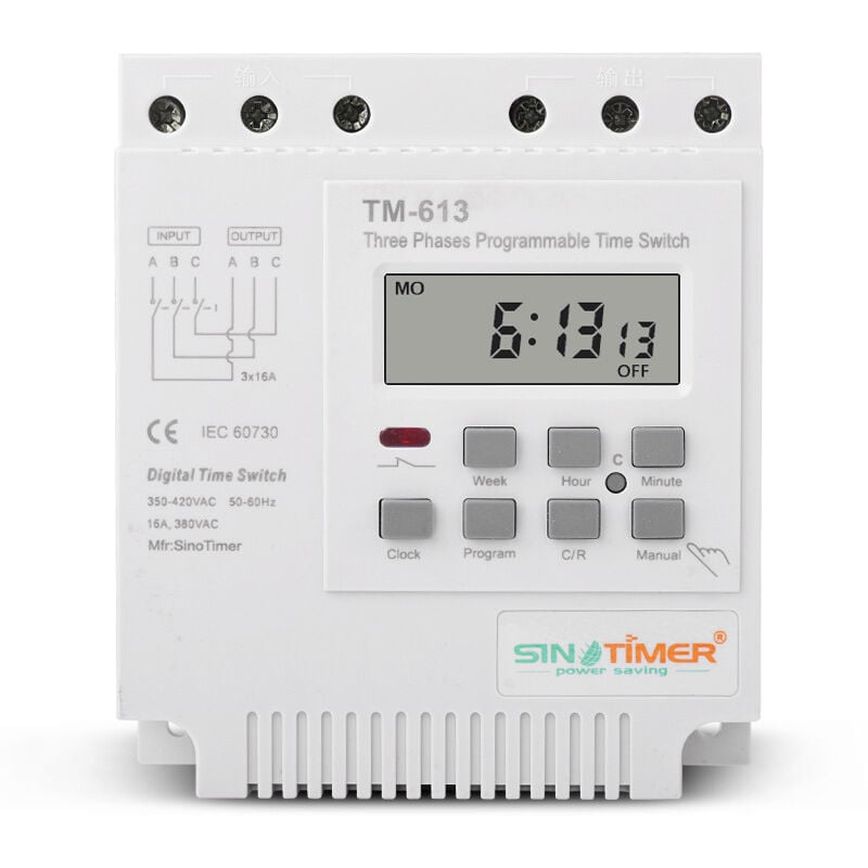 foto del prodotto tm 163 rel temporale programmabile 380v 50 60hz 16a rel settimanale interruttore timer di alimentazione interruttore timer trifase orologio