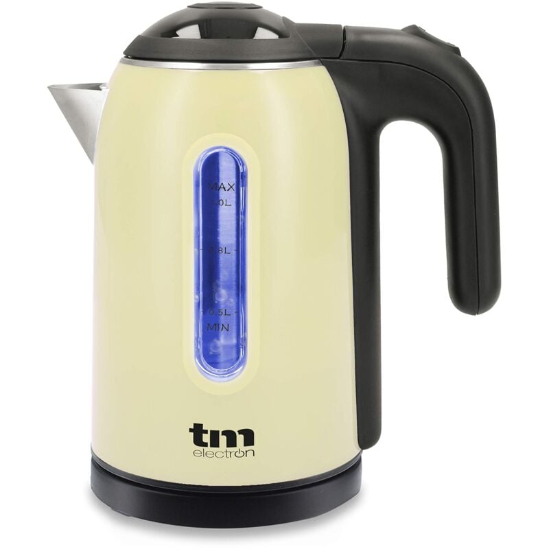 foto del prodotto tm electron tmpkt010c bollitore elettrico con display a led da 1500 w, base a 360 gradi e doppio sistema di sicurezza, 1500 w, in acciaio inox,