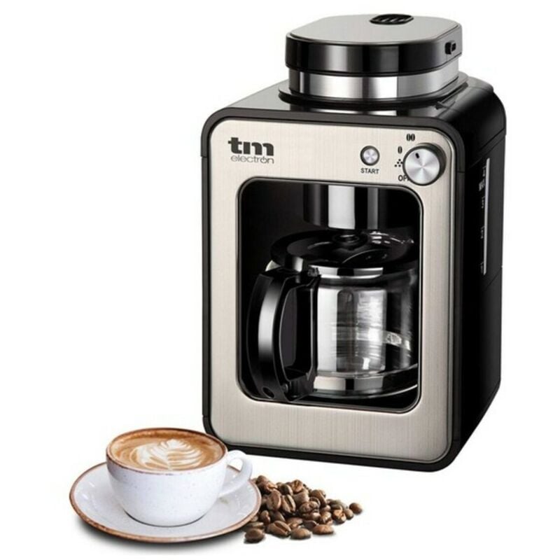 immagine 0 del prodotto tmpcf020s mini caffettiera de drip con macinacaff , 4 tazze, 600w e filtro lavabile compatibile con caff macinato, 600 w, 6 tazze, acciaio inox,