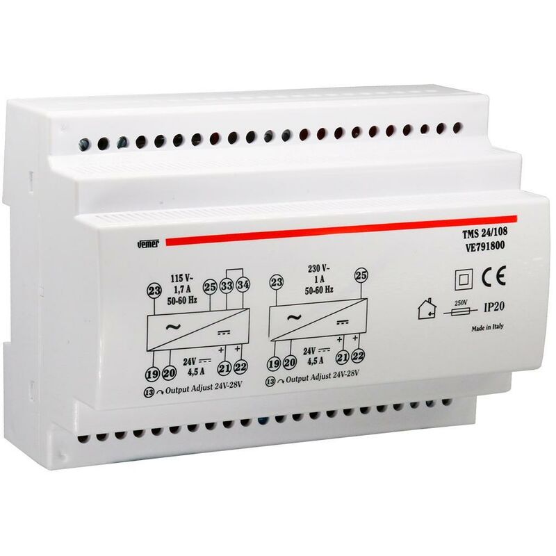foto del prodotto tms 24 108 alimentatore 108w 115 230 24vdc 4,5a 7m ve791800 vemer
