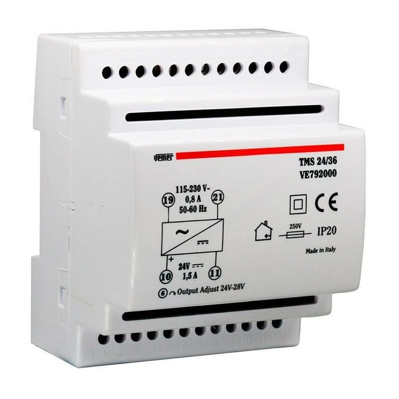 foto del prodotto tms 24 36 alimentatore 36w 115 230 24vdc 1,5a 4m ve792000 vemer