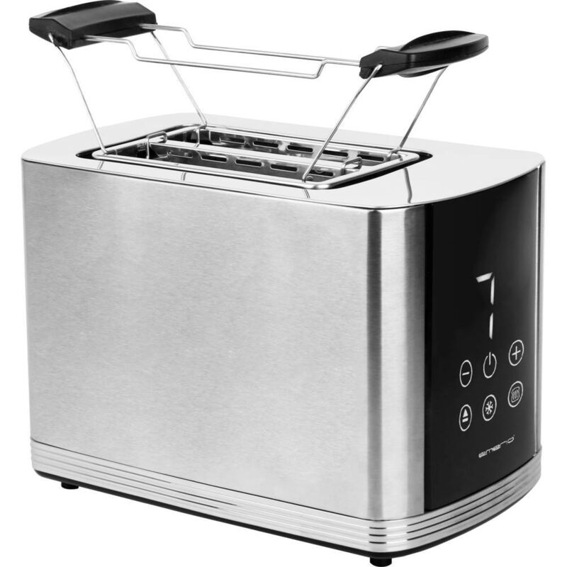 foto del prodotto to 128308 tostapane senza bpa, con griglia scaldabriosche acciaio inox, nero emerio