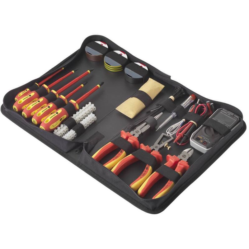 foto del prodotto to 7762929 elettricisti, tuttofare kit utensili in custodia 50 parti con multimetro digitale voltcraft vc 22 toolcraft