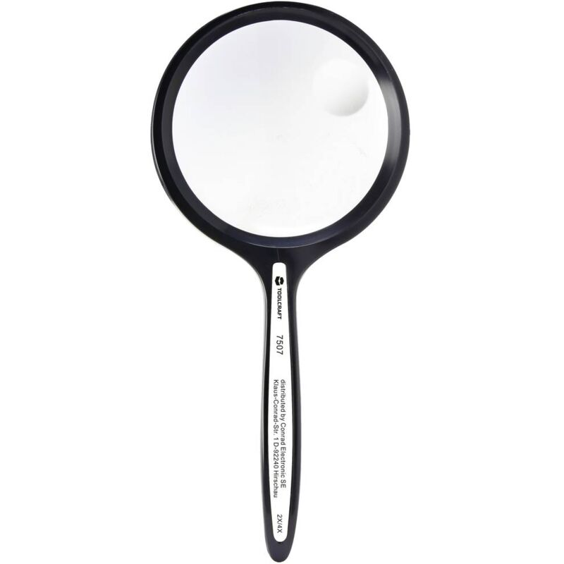 foto del prodotto to 8976468 lente d ingrandimento portatile ingrandimenti 2 x, 4 x lente 76 mm nero toolcraft