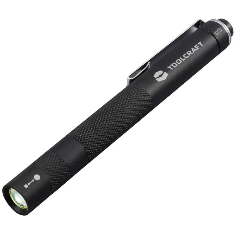 foto del prodotto to 8985333 lampada a forma di penna penlight con clip per cintura a batteria 170 lm nero 33 g toolcraft
