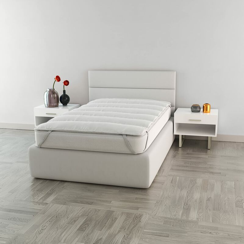 immagine 0 del prodotto to el bianco 1pmfr topper, microfibra, bianco, una piazza e mezza francese italian bed linen