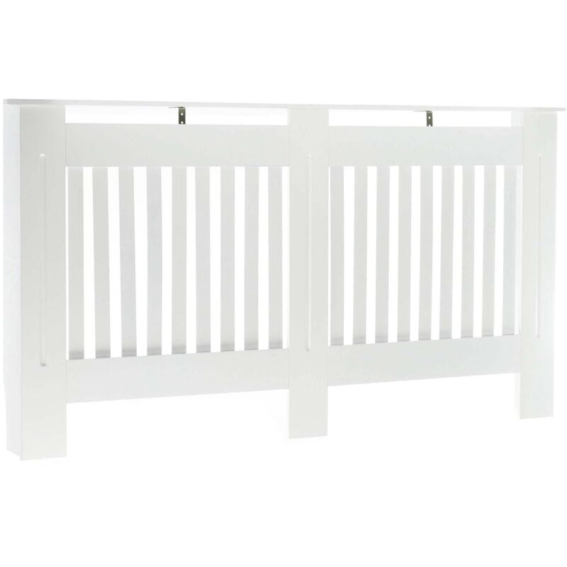 foto del prodotto toboli copritermosifone in mdf bianco 152x19x82cm copricalorifero a doghe