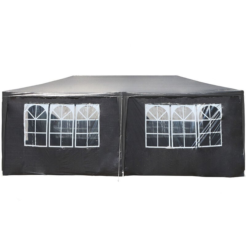 foto del prodotto toboli gazebo 3 x 6 m in grigio con protezione uv 50 , tendone da giardino con pareti laterali avvolgibili, tenda da festa con finestre, ad esempio