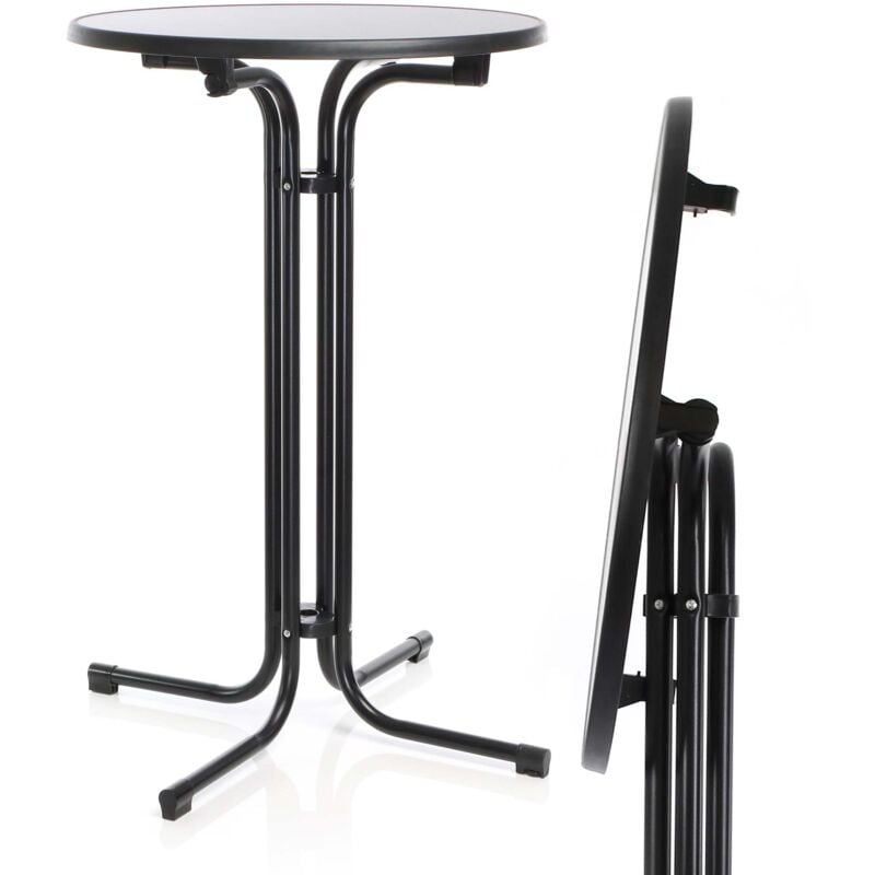 foto del prodotto toboli tavolo alto da bar rotondo pieghevole nero 80 cm h 110 cm per interno ed esterno
