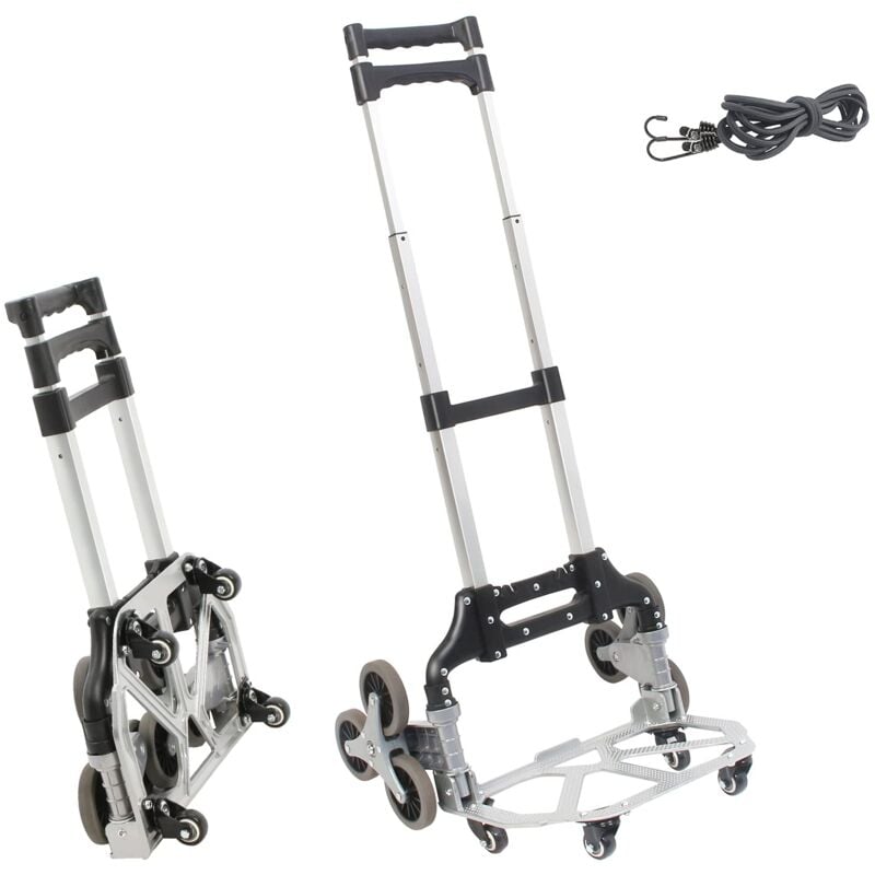 foto del prodotto todeco carrello pieghevole leggero in alluminio a 10 ruote, carrello pieghevole con corde di espansione, regolazione in altezza, 4 quattro ruote