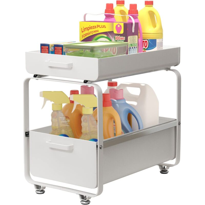 foto del prodotto todeco organizzatore sotto il lavandino 2 livelli, scorrevole scaffale sottolavello portaoggetti, organizer sottolavello portaoggetti per cucina