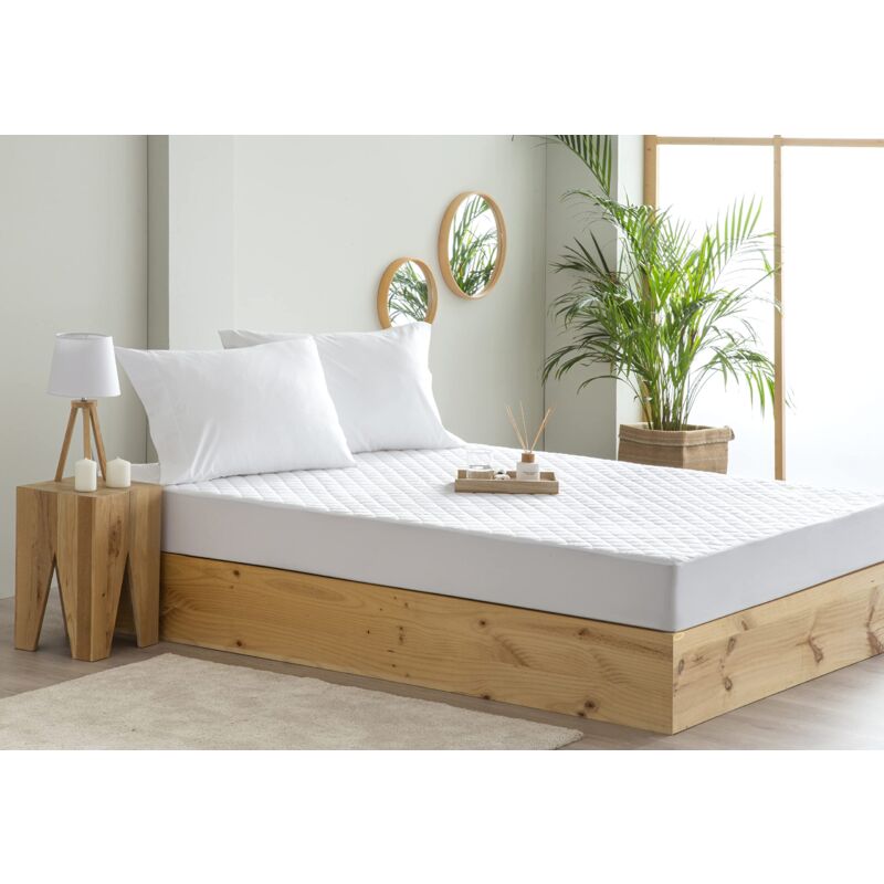 foto del prodotto todocama coprimaterasso imbottito antiacaro con membrana traspirante e impermeabile e trattamento sanitario. letto 105 x 190 200 cm bianco