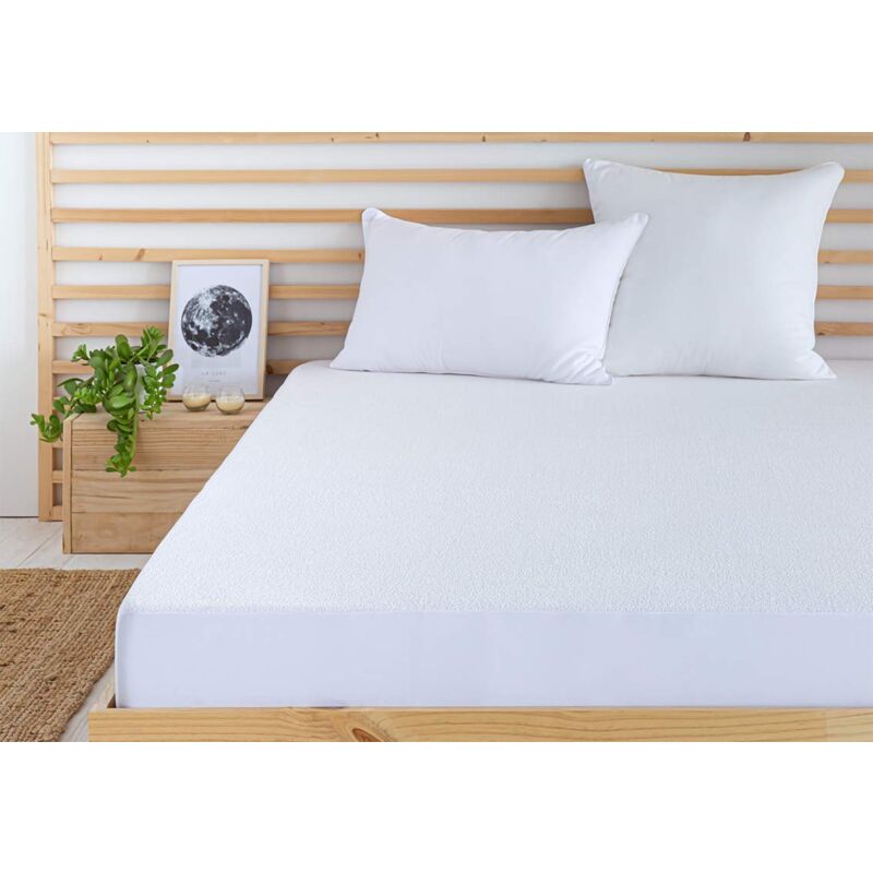 foto del prodotto todocama coprimaterasso regolabile in spugna, impermeabile e traspirante, disponibile in tutte le misure, letto da 80 x 190 200 cm bianco
