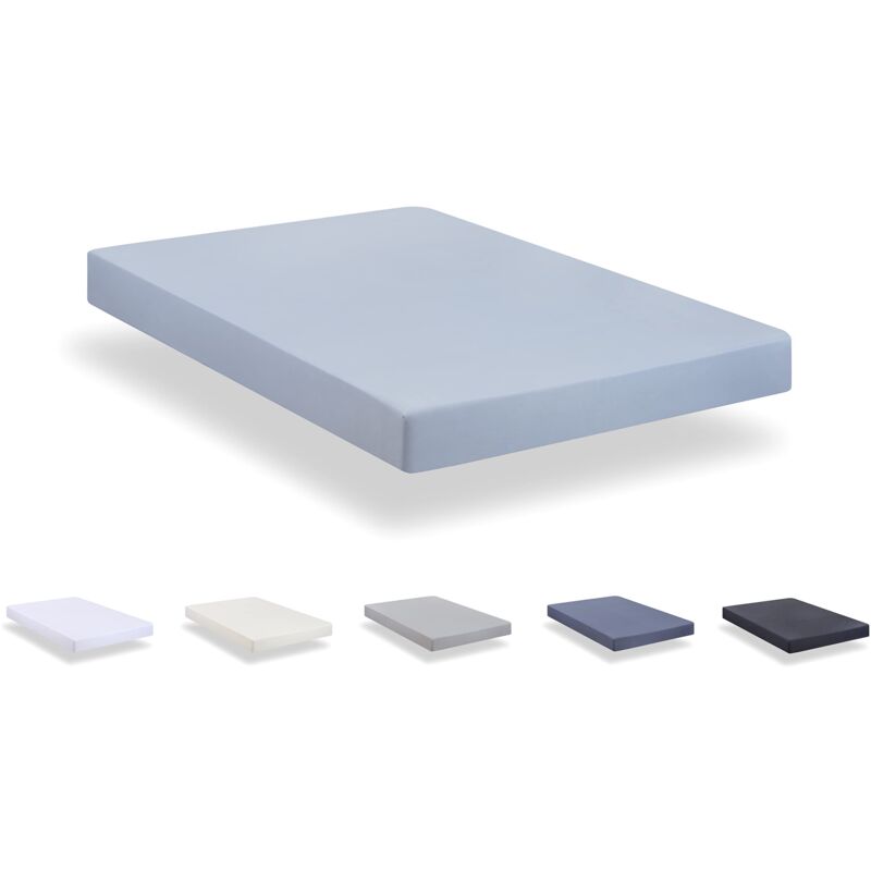 foto del prodotto todocama lenzuolo con angoli in microfibra spazzolata extra morbido. letto 200 x 190 200 cm, azzurro 