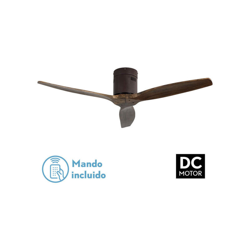 foto del prodotto todolampara ventilatore de motore a soffitto dc modello aguilon brown, 3 pale oak, 5 velocit , telecomando, timer, silenzioso e a basso consumo,