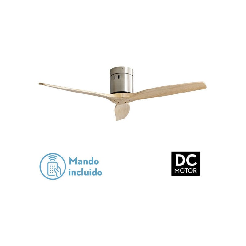 foto del prodotto todolampara ventilatore de motore a soffitto dc modello aguilon nickel, 3 pale haya, 5 velocit , telecomando, timer, silenzioso e a basso consumo,