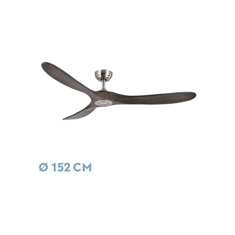 foto del prodotto todolampara ventilatore de motore a soffitto dc modello marin nickel, 3 pale oak, 5 velocit , telecomando, timer, silenzioso e a basso consumo,