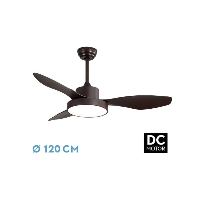 foto del prodotto todolampara ventilatore de ventilatore da soffitto con luce led 40w modello hayate brown, 3 tonalit de luce con memoria, 3 pale, 3 velocit ,