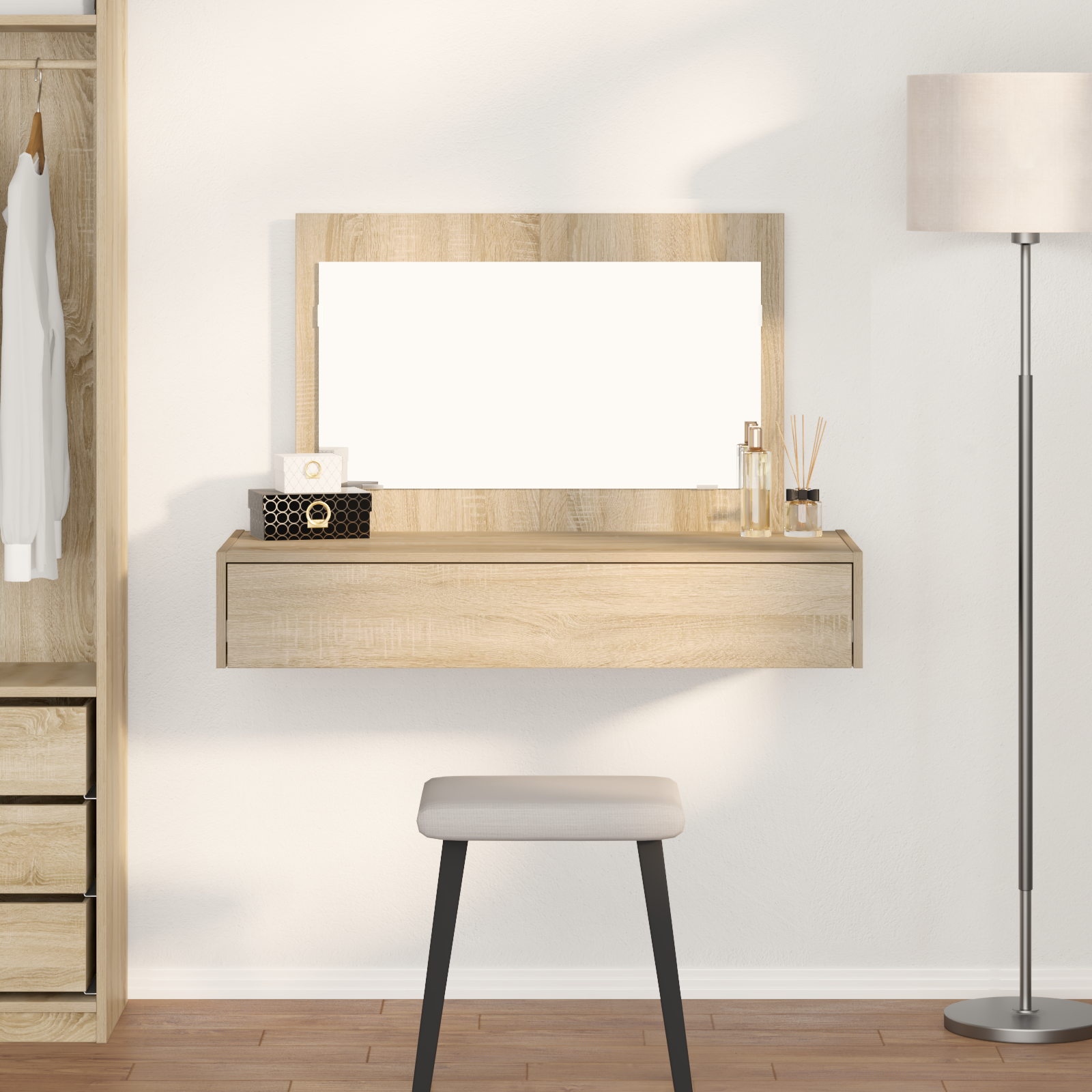 foto del prodotto toeletta a muro rovere sonoma 100x40x70 cm