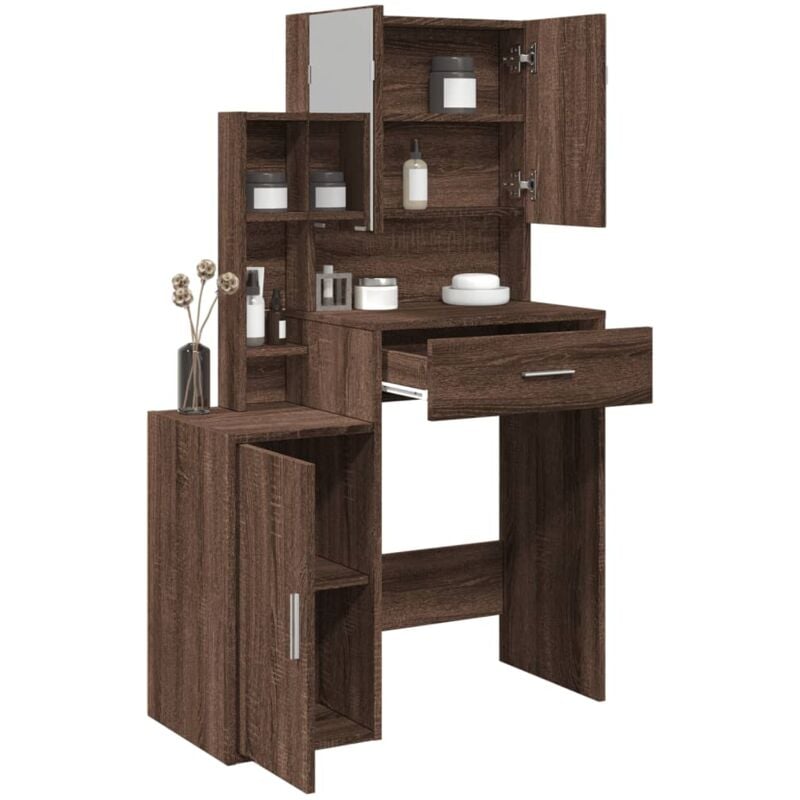 foto del prodotto toeletta con armadietto rovere marrone 80x35x132 cm vidaxl