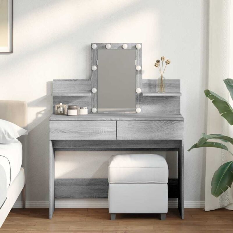 foto del prodotto toeletta con led grigio sonoma 100x40x130 cm - vidaxl