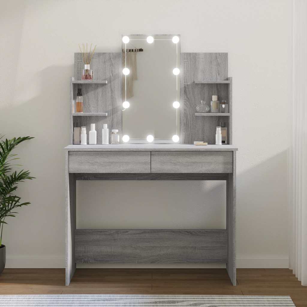 foto del prodotto toeletta con led grigio sonoma 96x40x142 cm cod mxl 71475