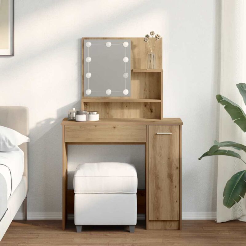 foto del prodotto toeletta con led rovere artigianale 86,5x35x136 cm vidaxl