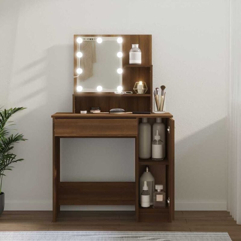 foto del prodotto toeletta con led rovere marrone 86,5x35x136 cm vidaxl