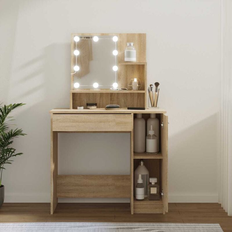 foto del prodotto toeletta con led rovere sonoma 86,5x35x136 cm vidaxl