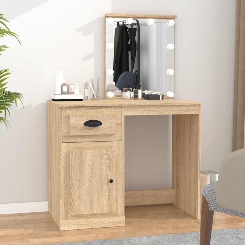 foto del prodotto toeletta con led rovere sonoma 90x50x132,5cm legno multistrato - vidaxl