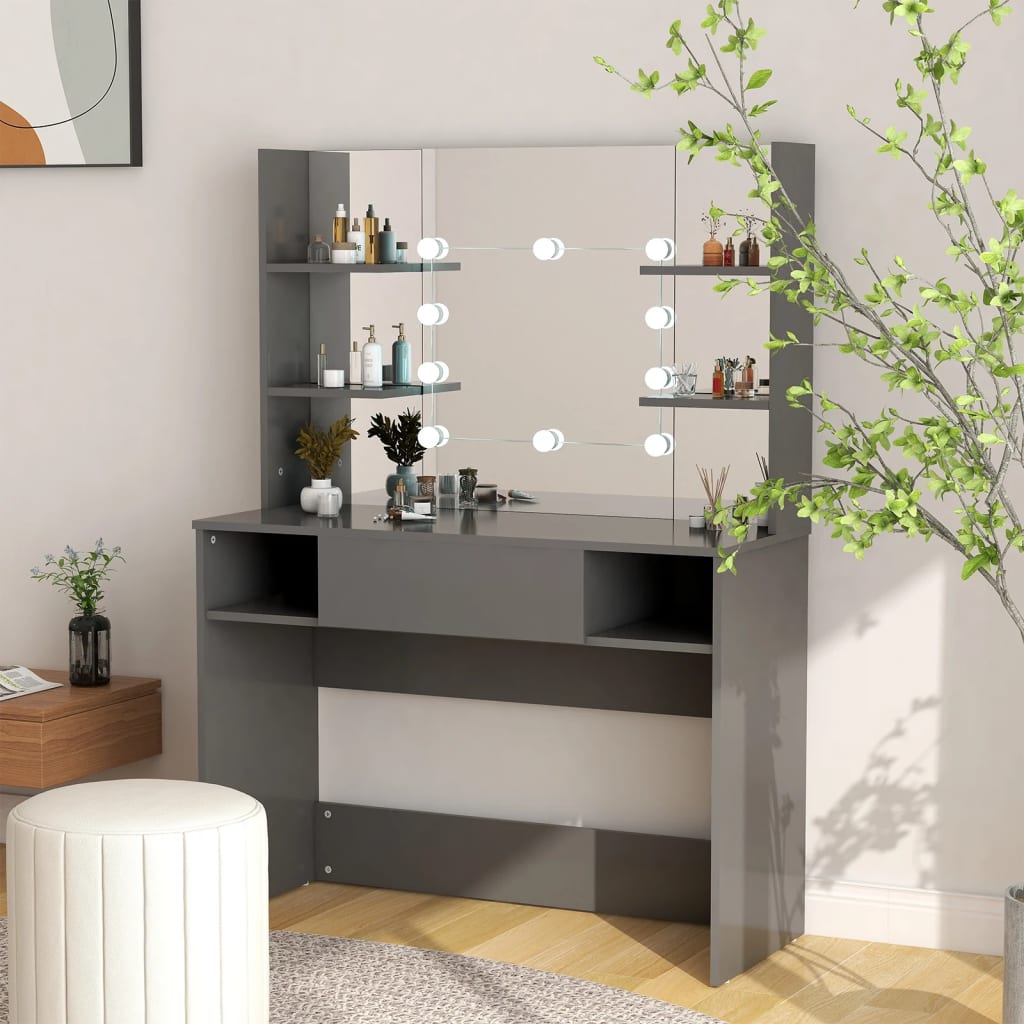 foto del prodotto toeletta con luci led 100x40x135 cm in mdf grigia vidaxl