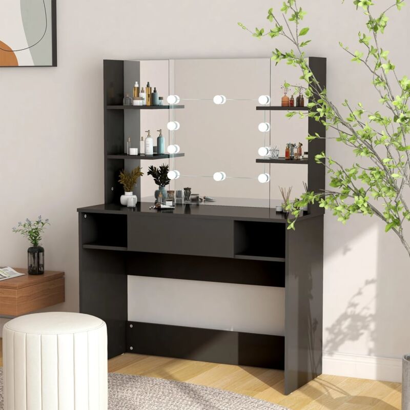foto del prodotto toeletta con luci led 100x40x135 cm in mdf nera vidaxl
