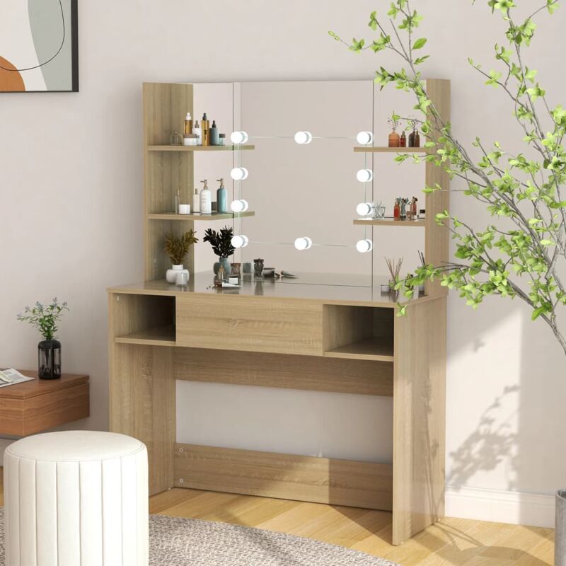 foto del prodotto toeletta con luci led 100x40x135 cm in mdf rovere vidaxl